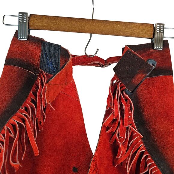 Rockmount Ranch Wear Tru-West kids chaps, red leather, size L - Picture 4 of 8